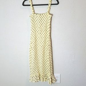 Faithfull the Brand yellow polka dot summer dress, sz 4